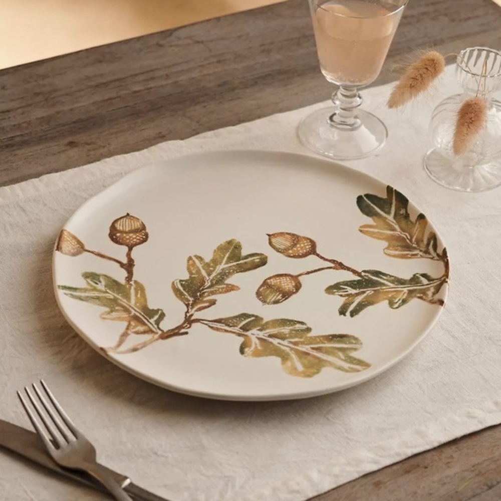 Terrain -Oak + Acorn Ceramic Platter, Round